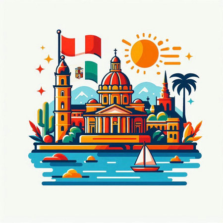 Colorful vector illustration of the famous St. Peter's Basilica in Venice, Italyのイラスト素材