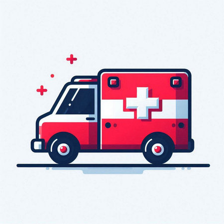 Ambulance car with flag of Switzerland. Flat vector illustration.のイラスト素材