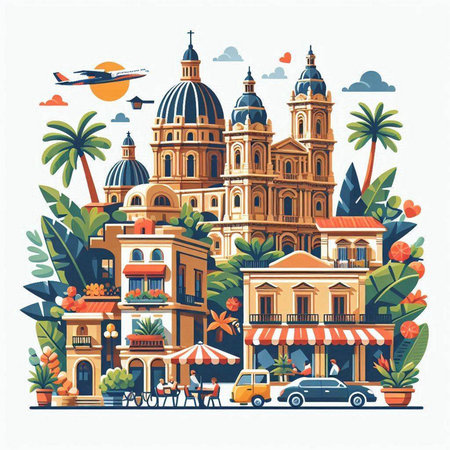 Vector illustration of the famous Plaza de Espana in Seville, Spainのイラスト素材