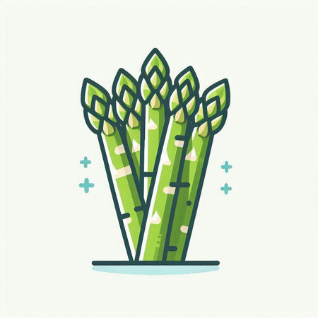Bunch of green asparagus. Vector illustration in flat styleのイラスト素材