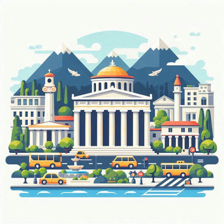Travel to Greece. Landmarks of the country. Vector illustration.のイラスト素材