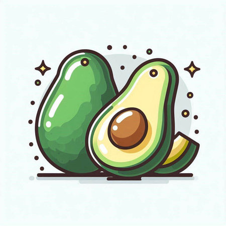Avocado icon. Hand drawn illustration of avocado vector icon for web designのイラスト素材