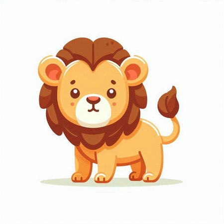 Cute cartoon lion isolated on a white background. Vector illustration.のイラスト素材