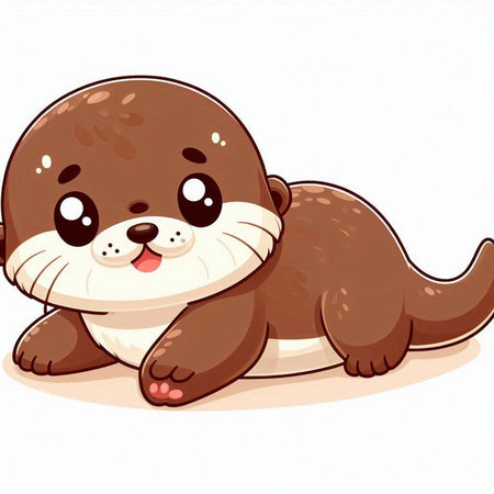 Cute little otter on a white background. Vector illustration.のイラスト素材