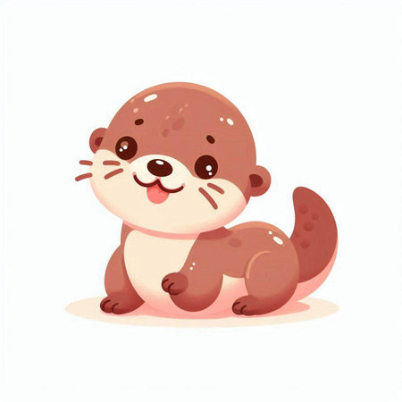 Cute cartoon otter. Vector illustration isolated on white background.のイラスト素材