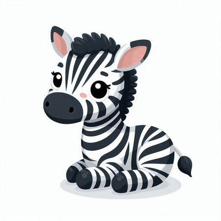 Cute cartoon zebra. Vector illustration isolated on white background.のイラスト素材