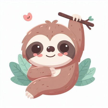 Cute cartoon sloth. Vector illustration of a sloth.のイラスト素材