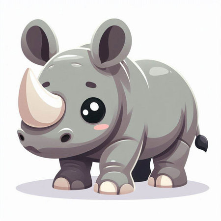 Cute cartoon rhinoceros isolated on white background. Vector illustration.のイラスト素材