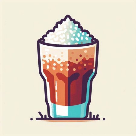 Coffee in a glass with foam. Vector illustration in flat style.のイラスト素材