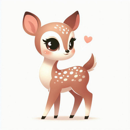 Cute little baby deer on white background. Vector cartoon illustration.のイラスト素材