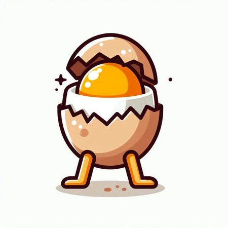 cartoon vector cute egg character isolated on white background. Cute egg mascot illustration. Egg mascot designのイラスト素材