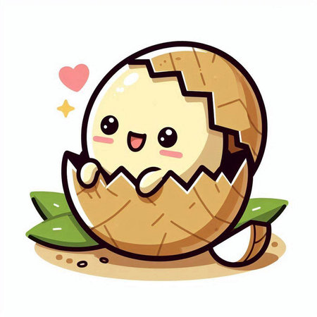 Cute cartoon egg character on white background. Vector Illustration.のイラスト素材