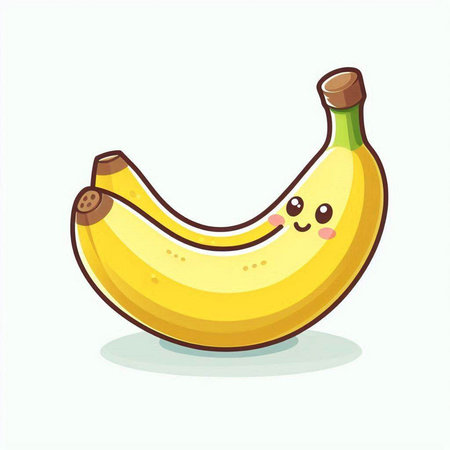 Cute cartoon banana character isolated on white background. Vector illustration.のイラスト素材