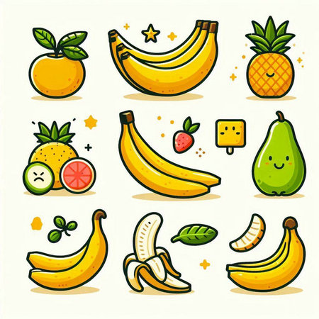 Fruit icons set. Vector illustration of a set of fruit icons.のイラスト素材