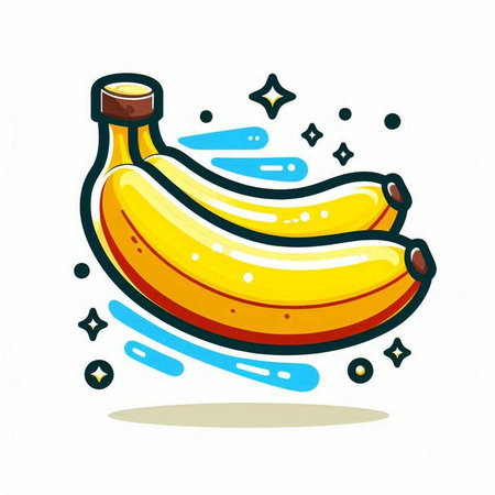 Vector illustration of a banana in cartoon style on a white background.のイラスト素材