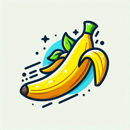 Banana fruit icon. Vector illustration of a banana on a white background.のイラスト素材
