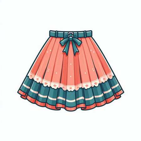 Illustration of a skirt with a bow on a white background.のイラスト素材