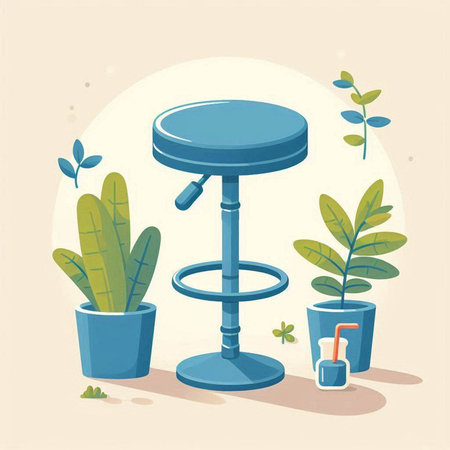 Vector illustration of a bar stool in a flat style. Vector illustration.のイラスト素材