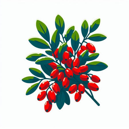 Berries of dogrose on a white background. Vector illustration.のイラスト素材
