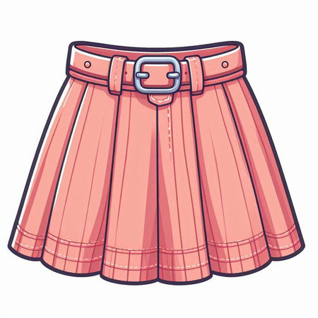 Vector illustration of a pink skirt with a belt on a white backgroundのイラスト素材