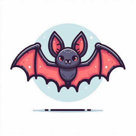 Cartoon bat vector illustration. Cute halloween character.のイラスト素材