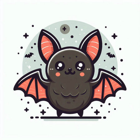 Cute cartoon bat. Vector illustration isolated on a white background.のイラスト素材