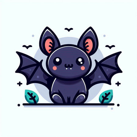 Cute cartoon bat character. Vector illustration in a flat style.のイラスト素材
