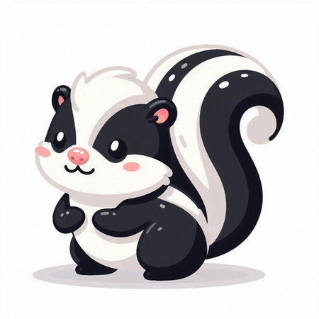 Cute cartoon skunk. Vector illustration isolated on white background.のイラスト素材