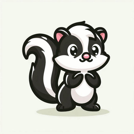 Cute skunk cartoon character. Vector illustration isolated on white background.のイラスト素材