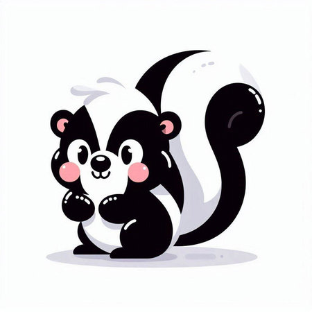 Cute cartoon skunk on a white background. Vector illustration.のイラスト素材