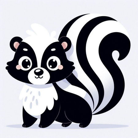 Cute little skunk cartoon character. Vector illustration on white background.のイラスト素材