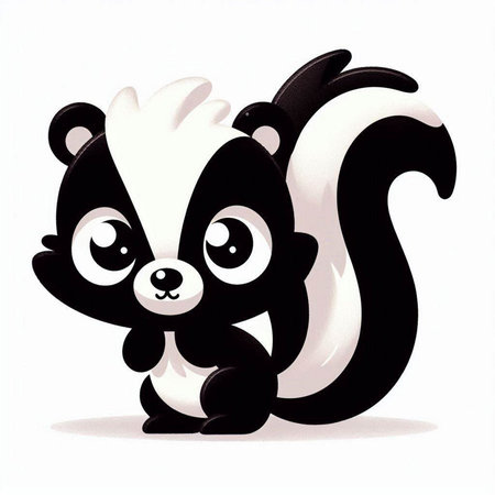 Cute cartoon skunk on a white background. Vector illustration.のイラスト素材