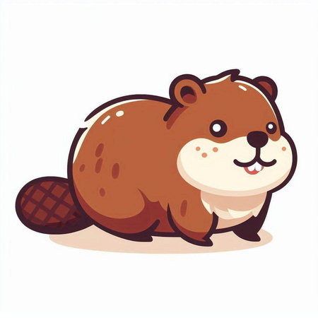 Cute beaver. Vector illustration isolated on a white background.のイラスト素材