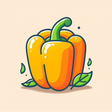 Pepper icon. Vector illustration of a bell pepper in cartoon style.のイラスト素材