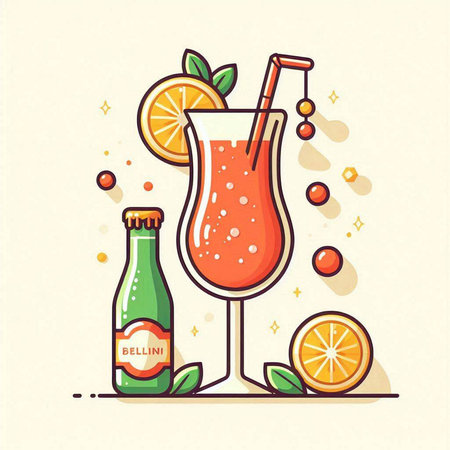 Cocktail with lemon, orange and ice. Vector illustration.のイラスト素材