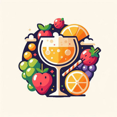 Fruit juice icon. Vector illustration in flat linear style. Design element for menu, cafe, restaurant, barのイラスト素材