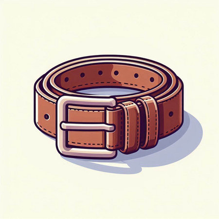 Illustration of a brown leather belt on a white background - vectorのイラスト素材