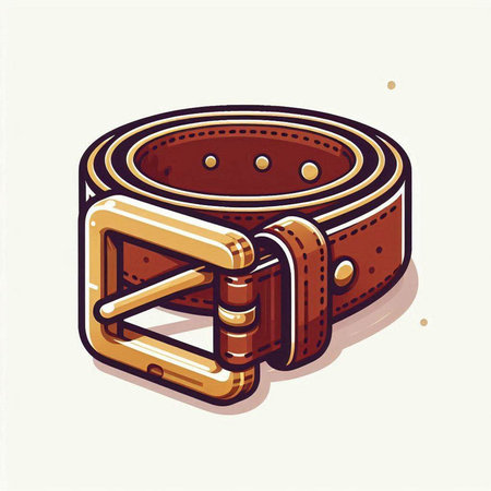 Vector illustration of brown leather belt. Isolated on a white background.のイラスト素材