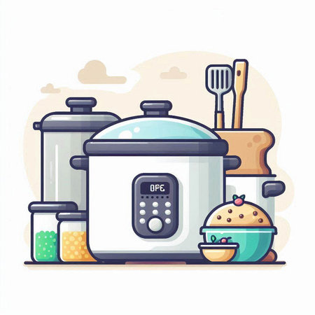 Cooking and kitchen utensils. Vector illustration in flat styleのイラスト素材