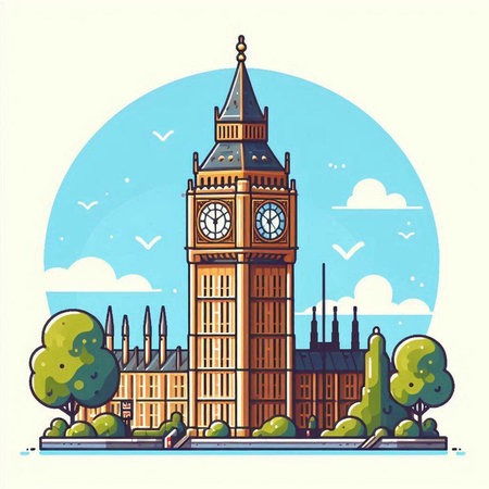 Big Ben, London, United Kingdom. Vector illustration in flat styleのイラスト素材