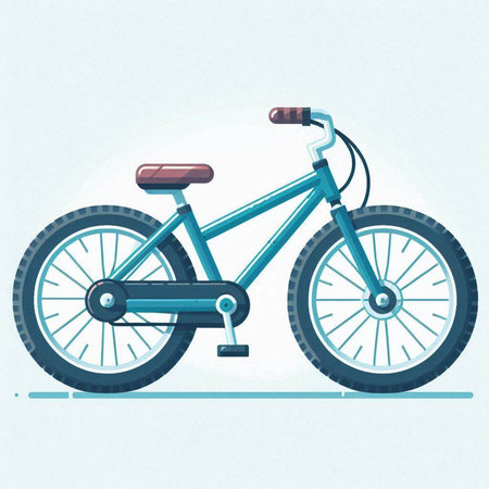 Vector illustration of a bicycle on a light blue background. Flat style.のイラスト素材