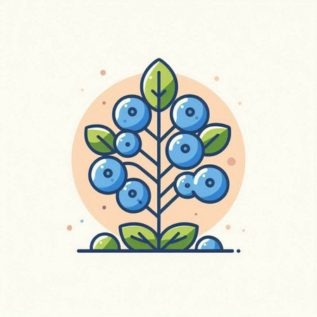 Blueberry icon in flat linear style. Vector illustration of berries.のイラスト素材