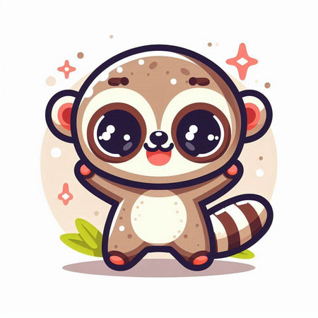 Cute baby raccoon vector illustration. Cute baby raccoon cartoon character.のイラスト素材