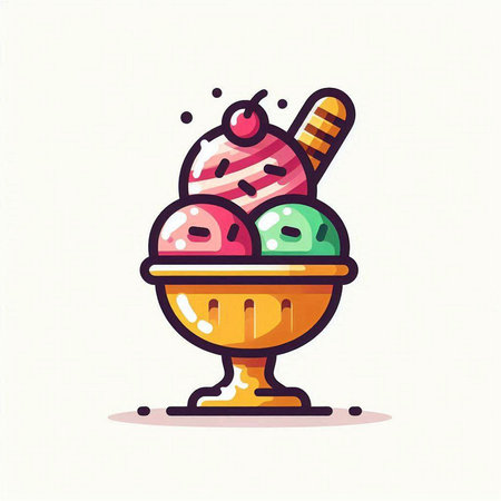 Ice cream in a bowl. Vector illustration of a flat design.のイラスト素材