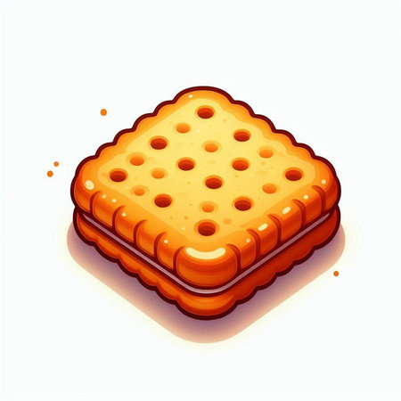 Illustration of a square biscuit on a white background. EPS10のイラスト素材