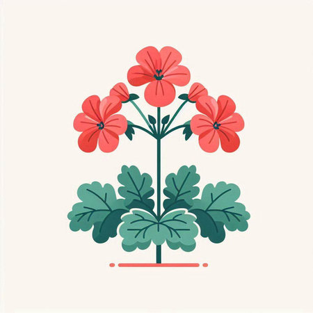 Geranium flower. Hand drawn vector illustration in trendy flat style.のイラスト素材