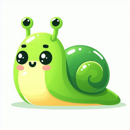 Cute cartoon snail. Vector illustration isolated on a white background.のイラスト素材