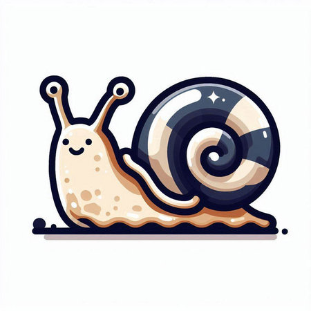 Vector illustration of cute cartoon snail. Isolated on white background.のイラスト素材