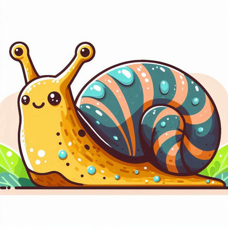 Cartoon snail on the white background. Vector illustration of a snail.のイラスト素材
