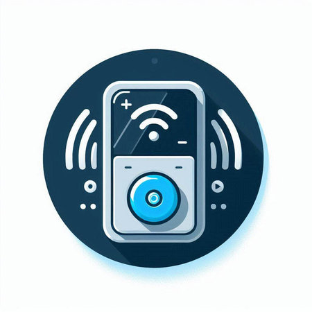 Remote control, blue flat icon with long shadow. Vector illustration.のイラスト素材